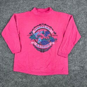 Venue Sweatshirt Womens OS Pink Vineyard Raisins Graphic Mock Neck Vintage
